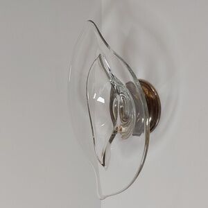 MCM glass relish divided dish soft point elliptical shape sterling silver base